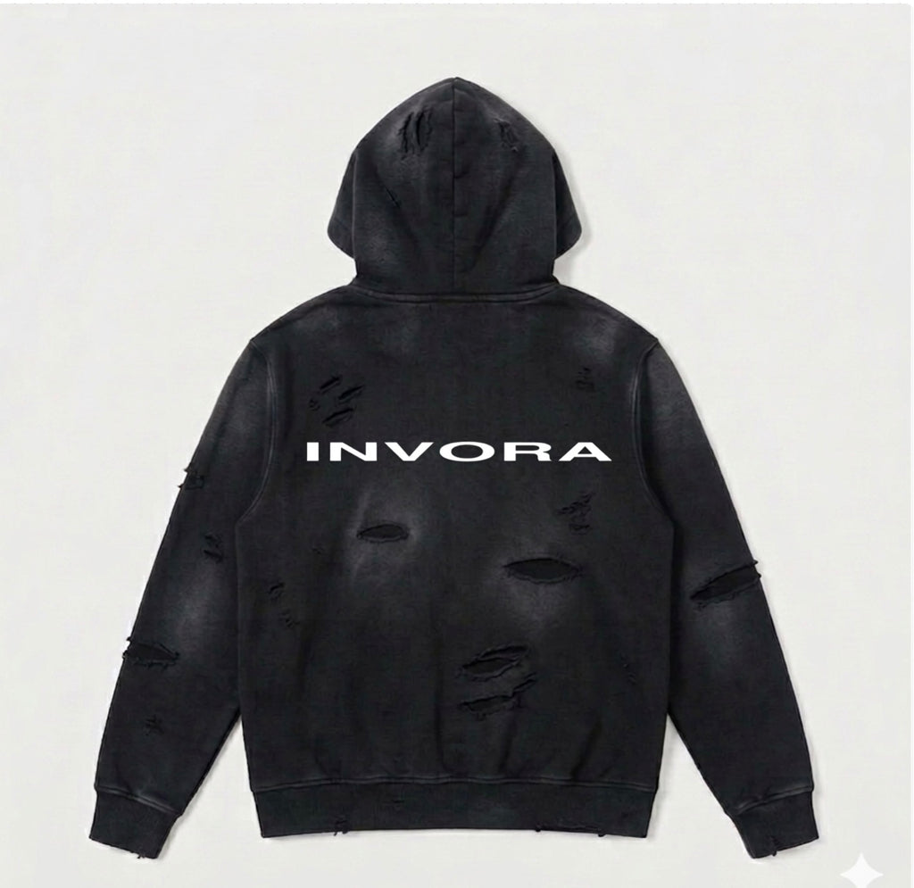 BLACK ZIP UP HOODIE