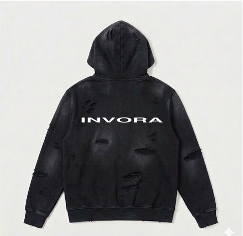 BLACK ZIP UP HOODIE
