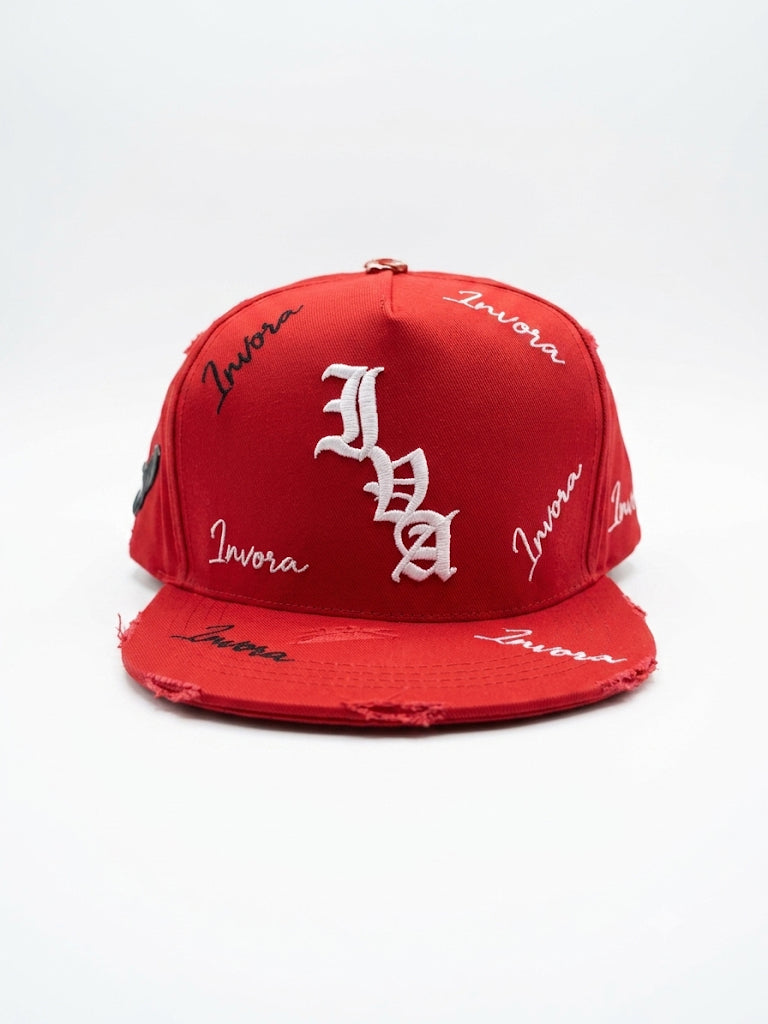 INVORA RED “IVA” DISTRESSED HAT